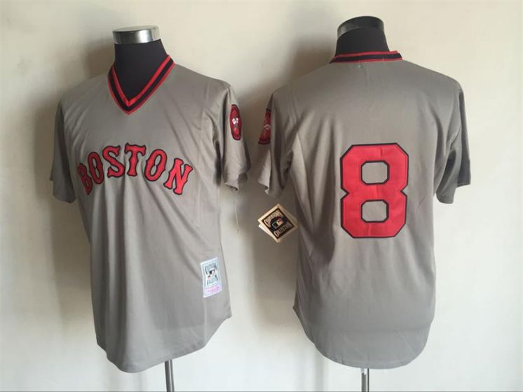 Men Boston Red Sox 8 Carl Yastrzemski Grey Throwback MLB Jerseys